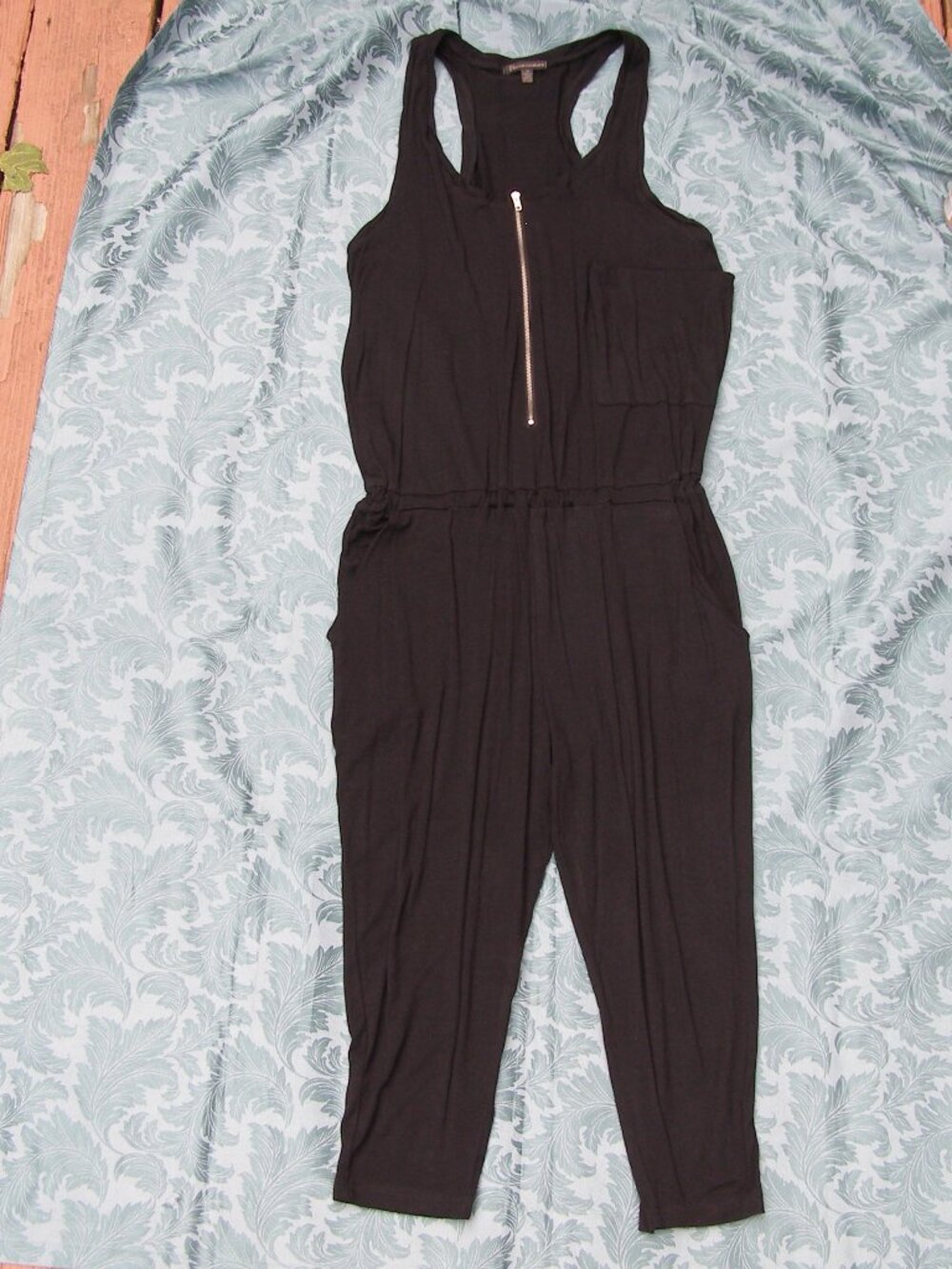 NEW Lucca Couture black medium Capri length Jumpsuit Romper Zipper front